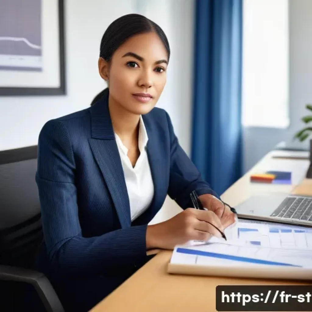 전략경영 자격증 공부법 - **Prompt:** A focused and determined female professional, of diverse ethnicity, is seated at a sleek...