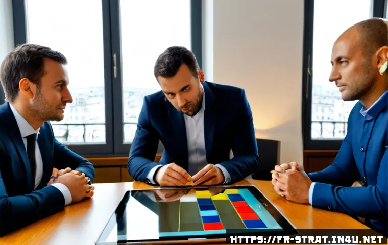 Home 17 전략경영에서 쓰이는 툴 소개 - Photorealistic strategic management workshop in a modern Paris office, diverse French business team ...